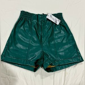 NWT- Faux Leather Shorts; Size S